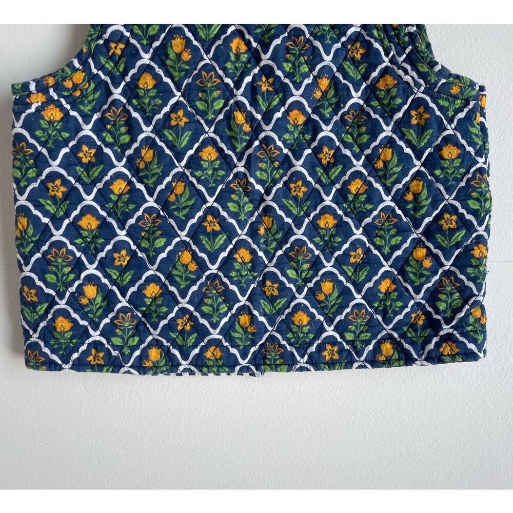 JAPNA Quilted Floral Indian Cotton Open Vest / Sz M / Boho Retro Hippie - Picture 8 of 10
